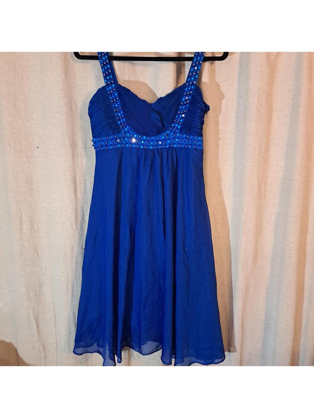 Nojoom Fashion Royal Blue Beaded Sleeveless Dress Size 1